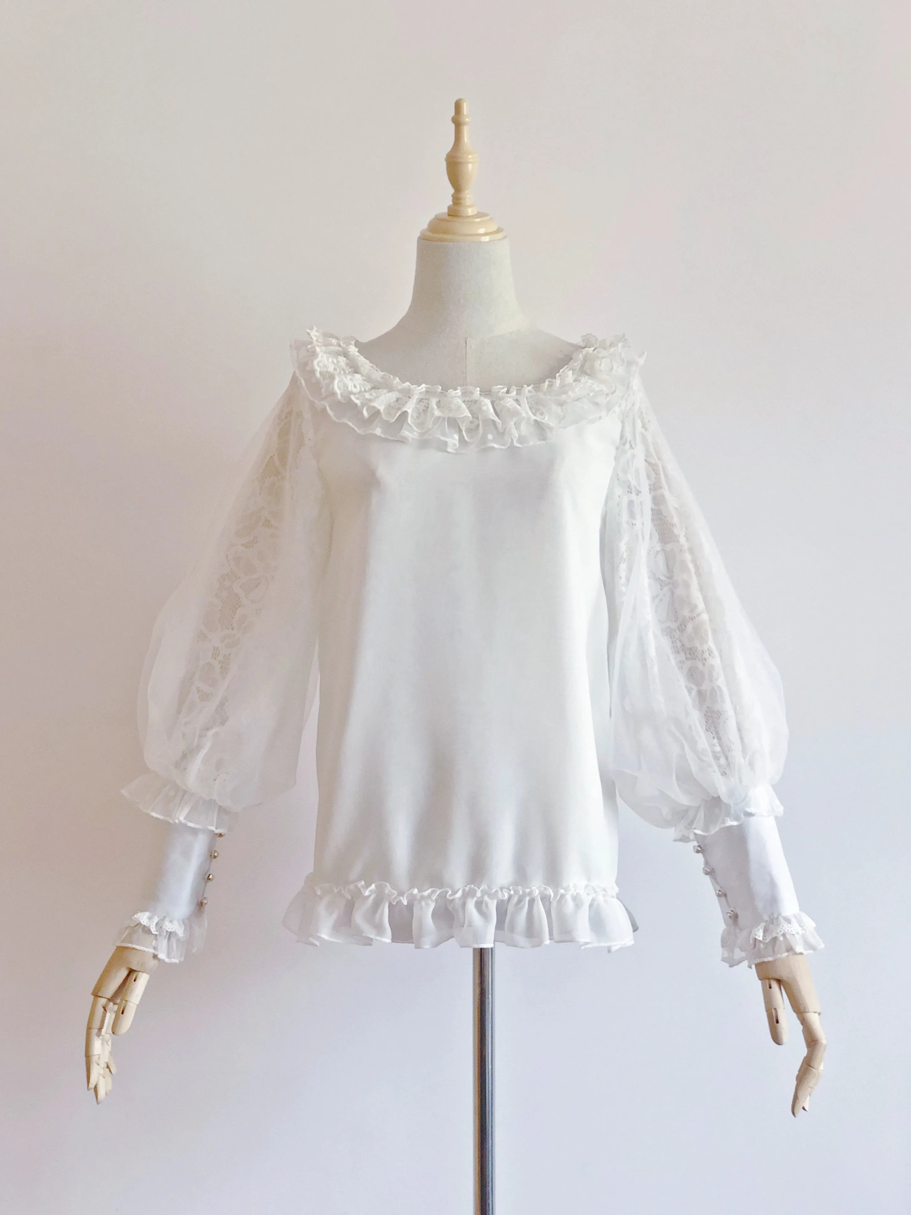 Airfreeing~Messiah~Elegant Lolita Shirt Double-layered Mutton Sleeve Blouse