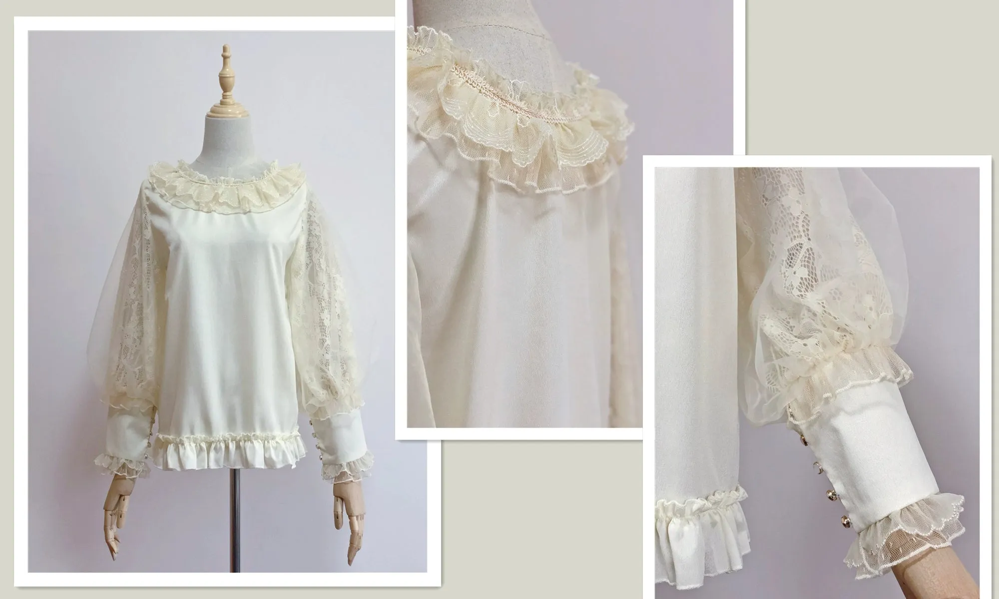 Airfreeing~Messiah~Elegant Lolita Shirt Double-layered Mutton Sleeve Blouse
