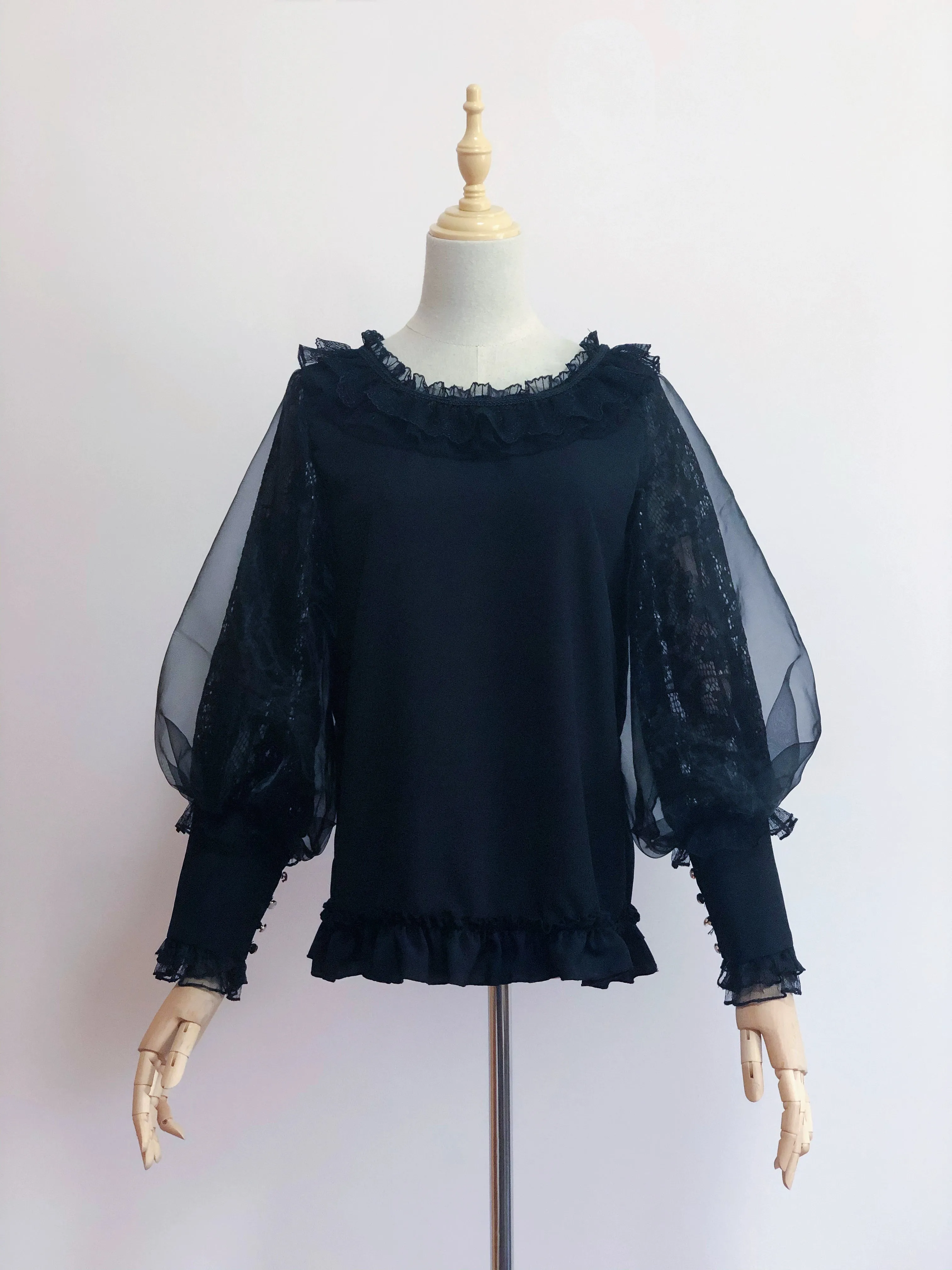 Airfreeing~Messiah~Elegant Lolita Shirt Double-layered Mutton Sleeve Blouse
