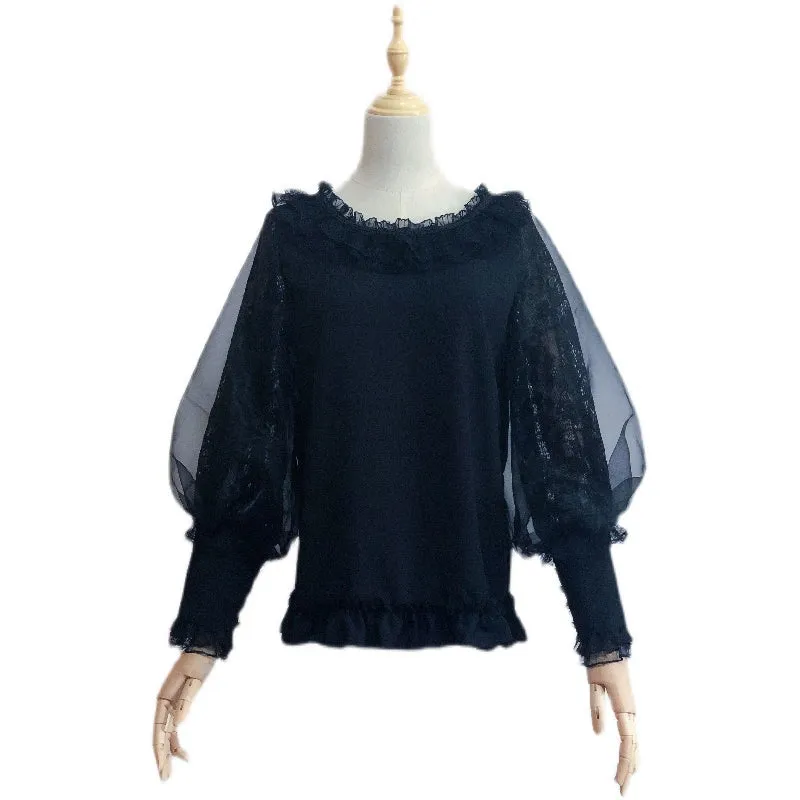 Airfreeing~Messiah~Elegant Lolita Shirt Double-layered Mutton Sleeve Blouse