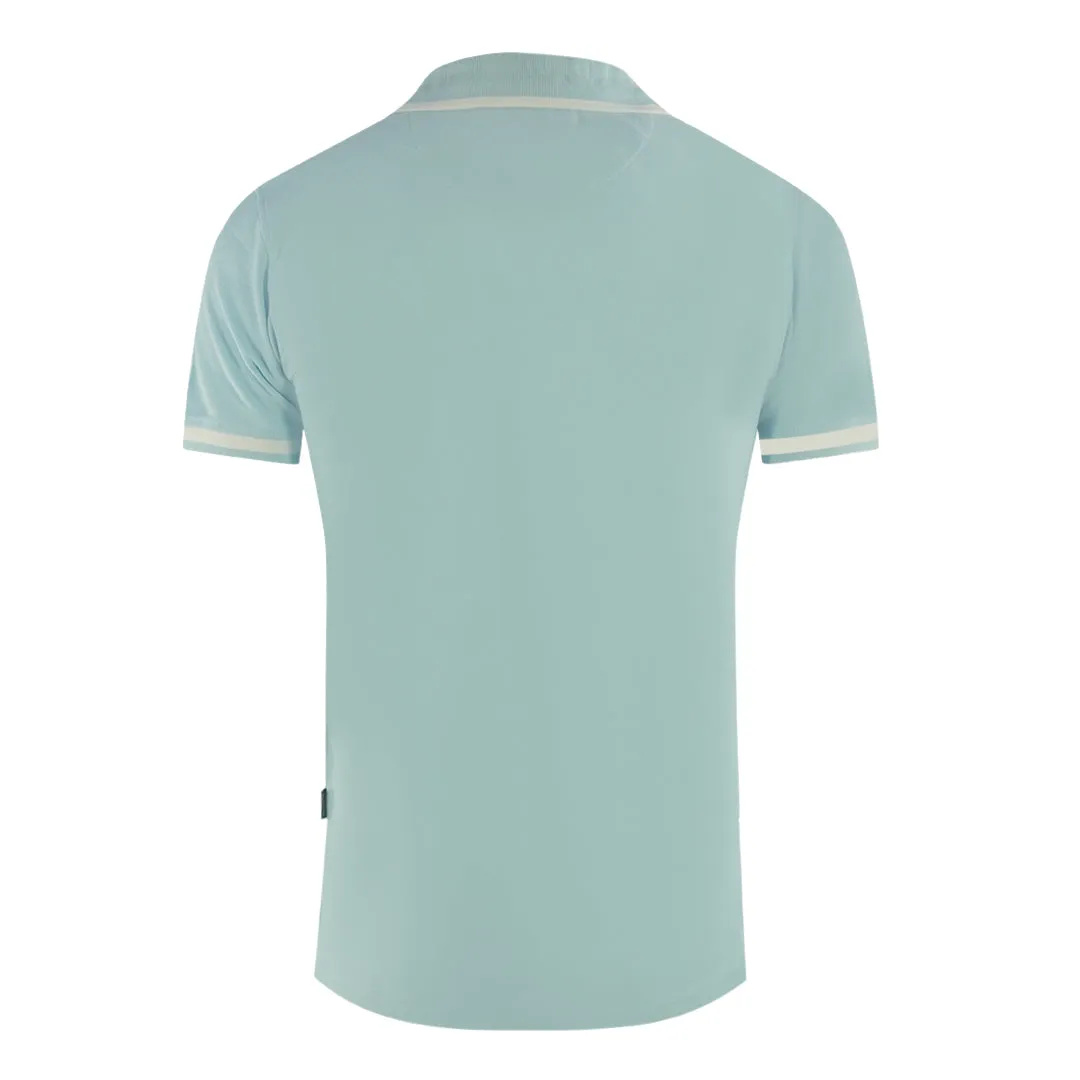 Aquascutum AQ 1851 Embroidered Tipped Light Blue Polo Shirt