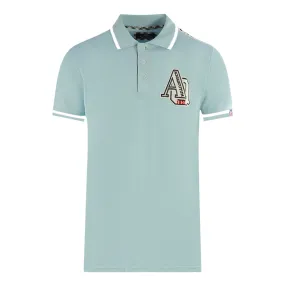 Aquascutum AQ 1851 Embroidered Tipped Light Blue Polo Shirt