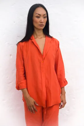 BELGIUM Boyfriendshirt Linen red clay