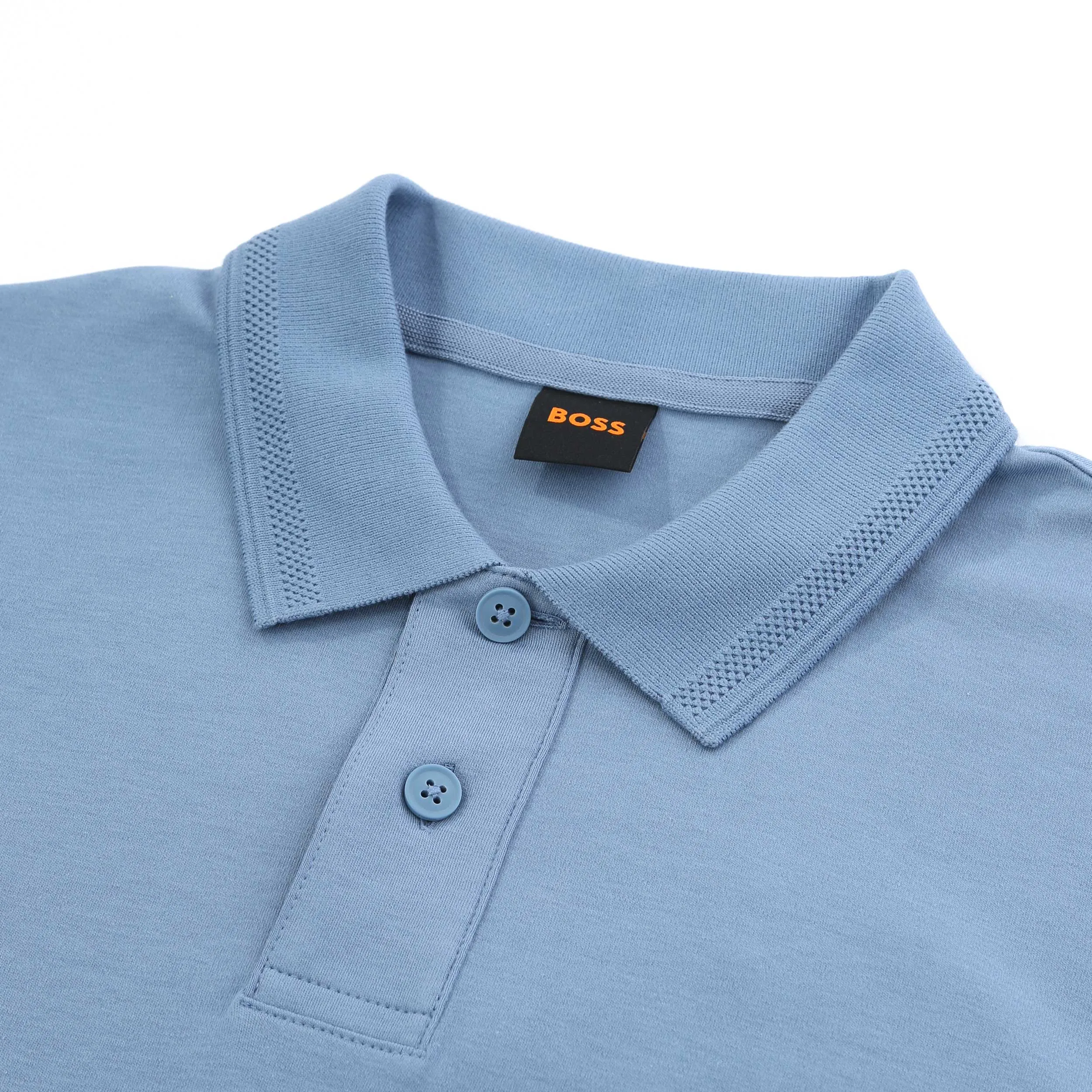 BOSS Pe Interlock Polo Shirt in Light Blue