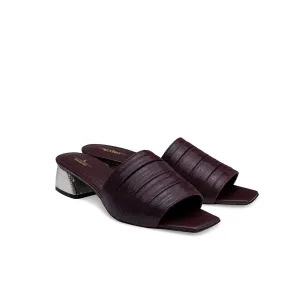 Boxxy Sandals W/ Striped Metallic Heels in Bordeaux