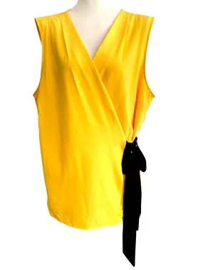 Bright Spring Daffodil Side Wrap Blouse