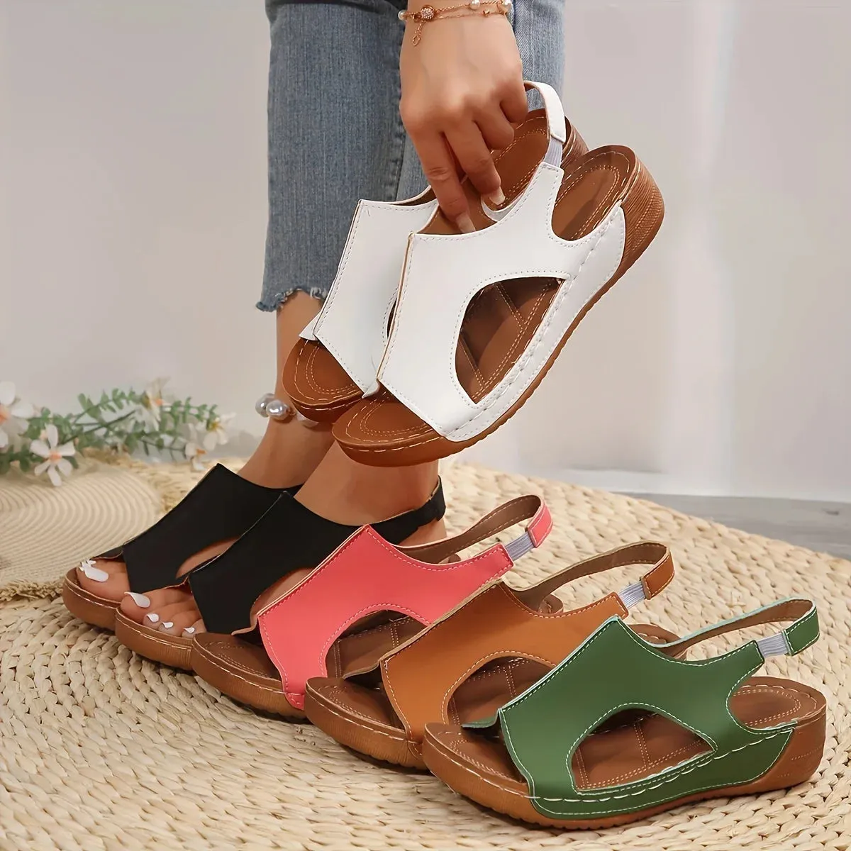 Cassandra - Chic Peep Toe Wedge Sandals for Women