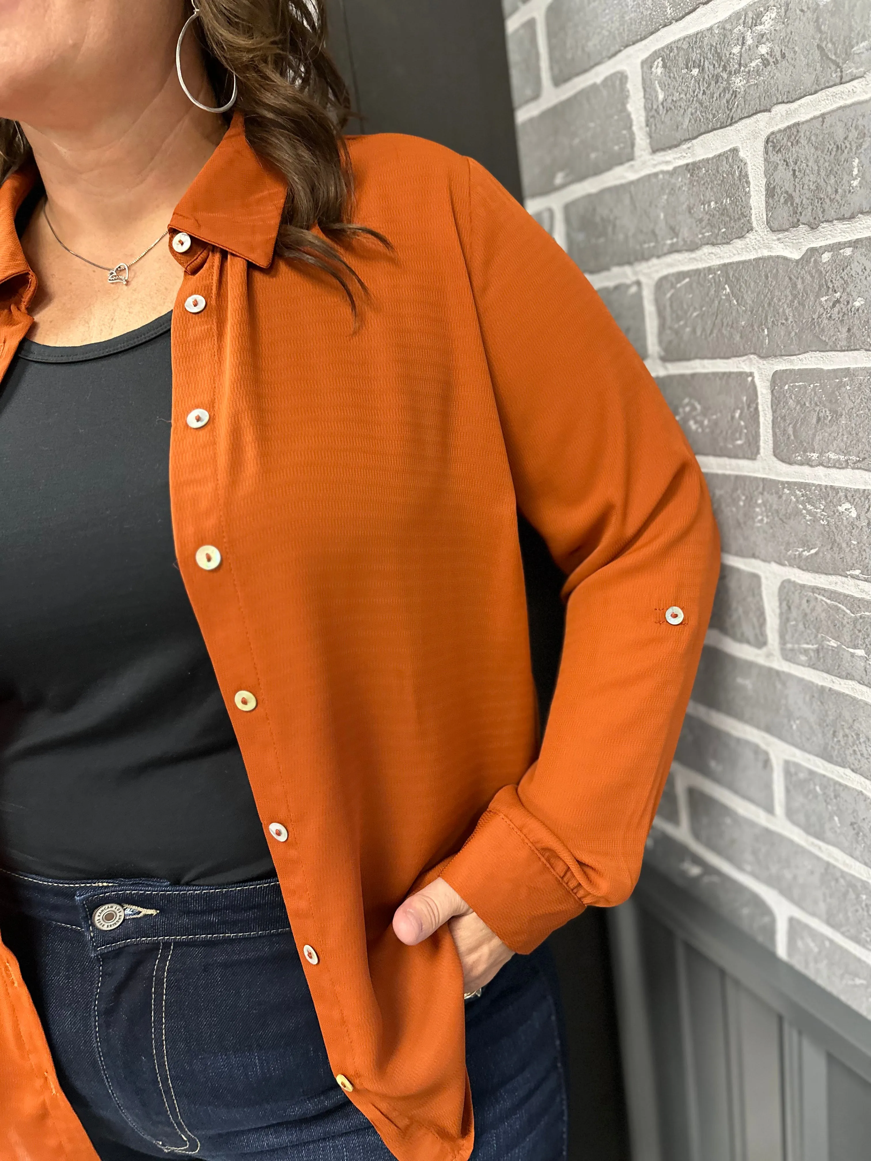 D'Crepe Button Down Blouse (Plus)