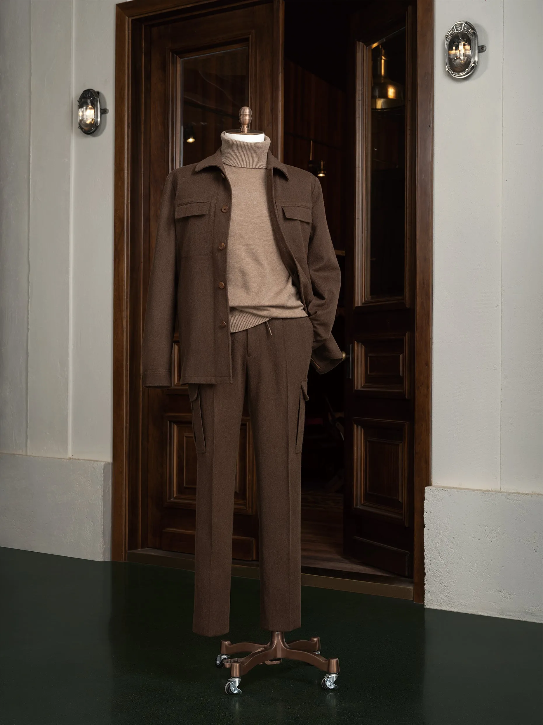 Earthy Brown Jacket & Cargo-Style Trousers