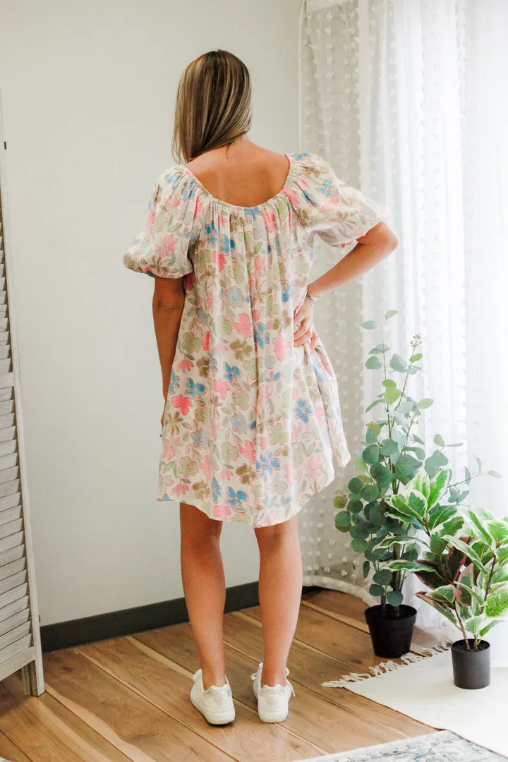Floral Square Neck Dress