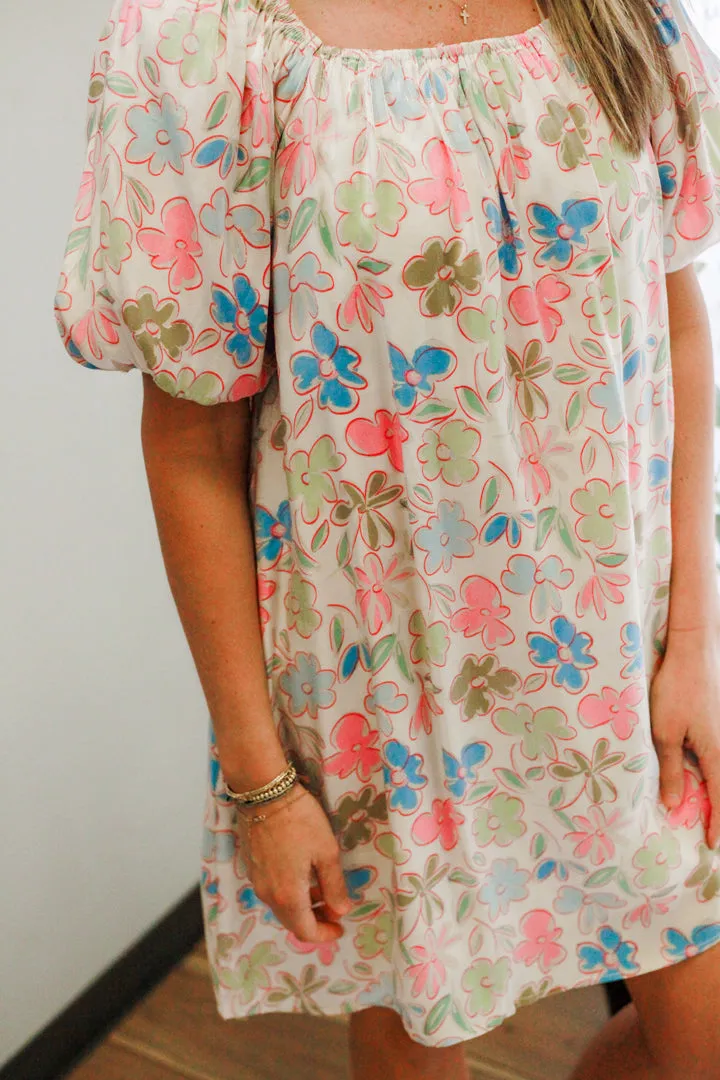 Floral Square Neck Dress