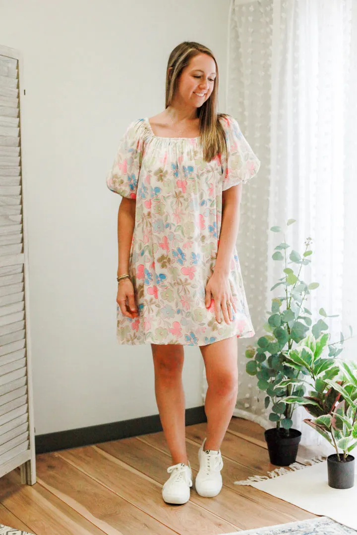 Floral Square Neck Dress