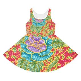 Green and red flowers - Inovax Girl's Sleeveless Sundress