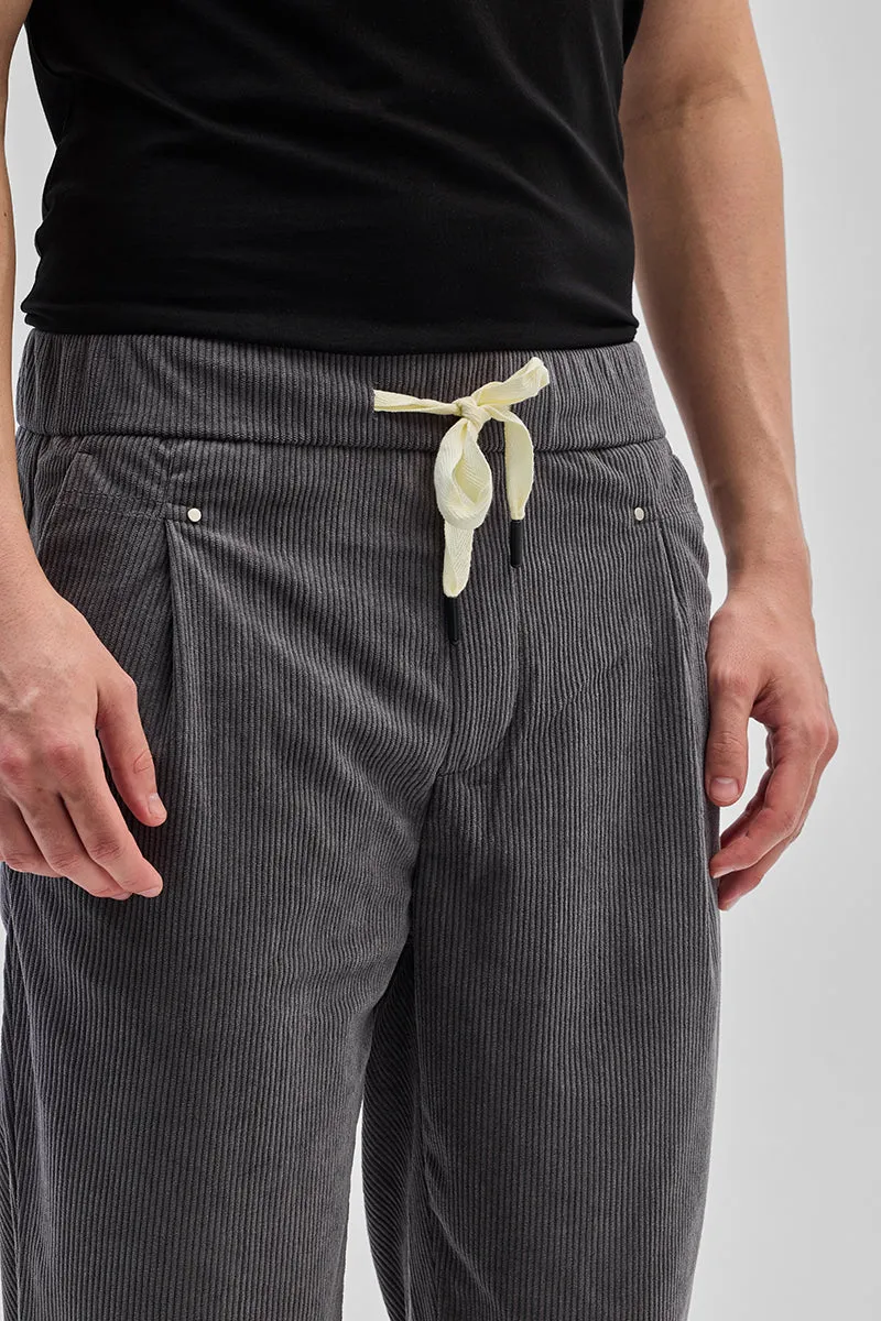 Grey Corduroy Relaxed Fit Trousers