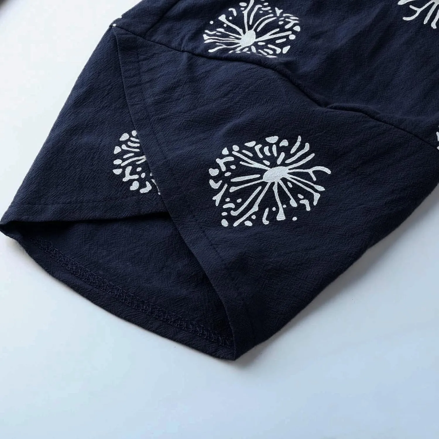 Guteidee Cotton Linen Casual Summer Capri Pants Printed Cropped Comfy Baggy Trousers with Pockets Palazzo Lounge Pants