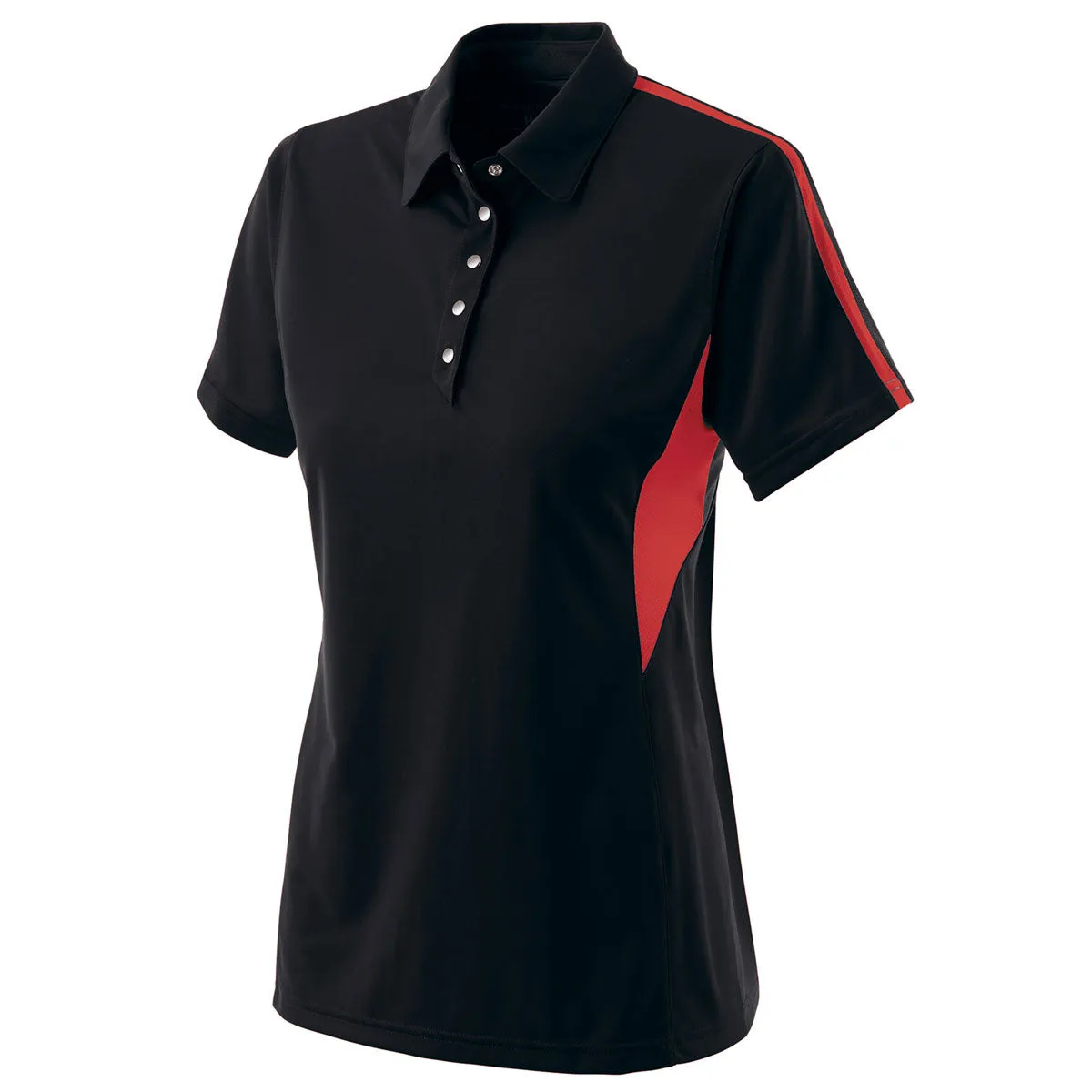 Holloway Women's Black/Scarlet Snag Resistant Shark Bite Polo