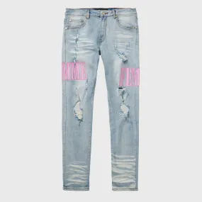 Homme   Femme "Letterman" Blue Denim w/Powder Pink