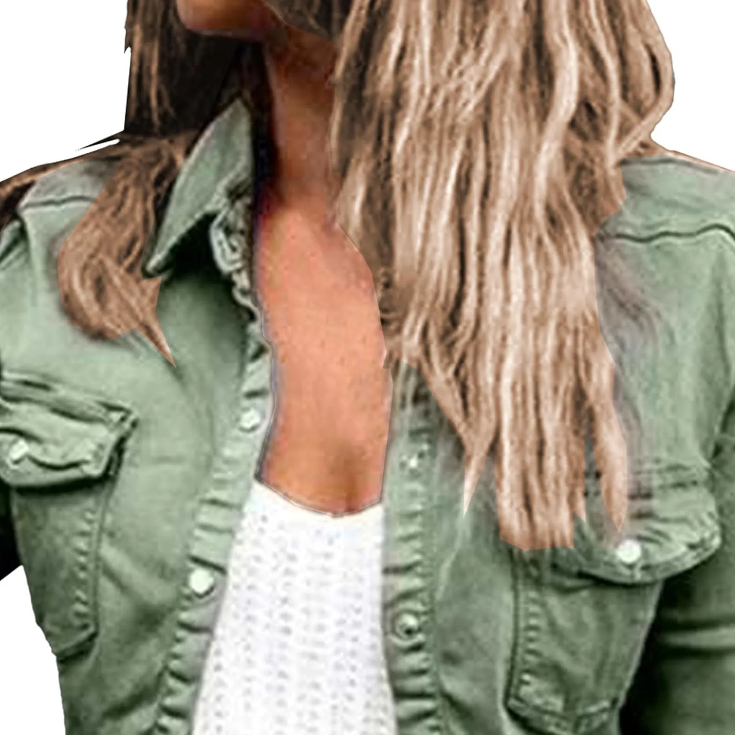 JEKE-DG Women's Military Stylish Long Sleeve Jacket Lightweight Zip Up Outdoor Jacket Coat Solid Trendy Field Safari Jackets