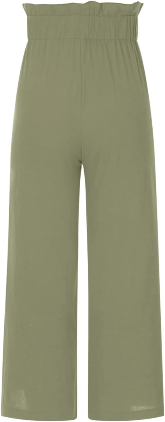 JOAU Women's Solid Wide Leg Palazzo Lounge Pants Casual Straight Leg High Waist Stretch Pants Relaxed Fit Comfy Trousers