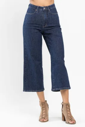 Judy Blue High Waist Tummy Control Tailored Crop Wide