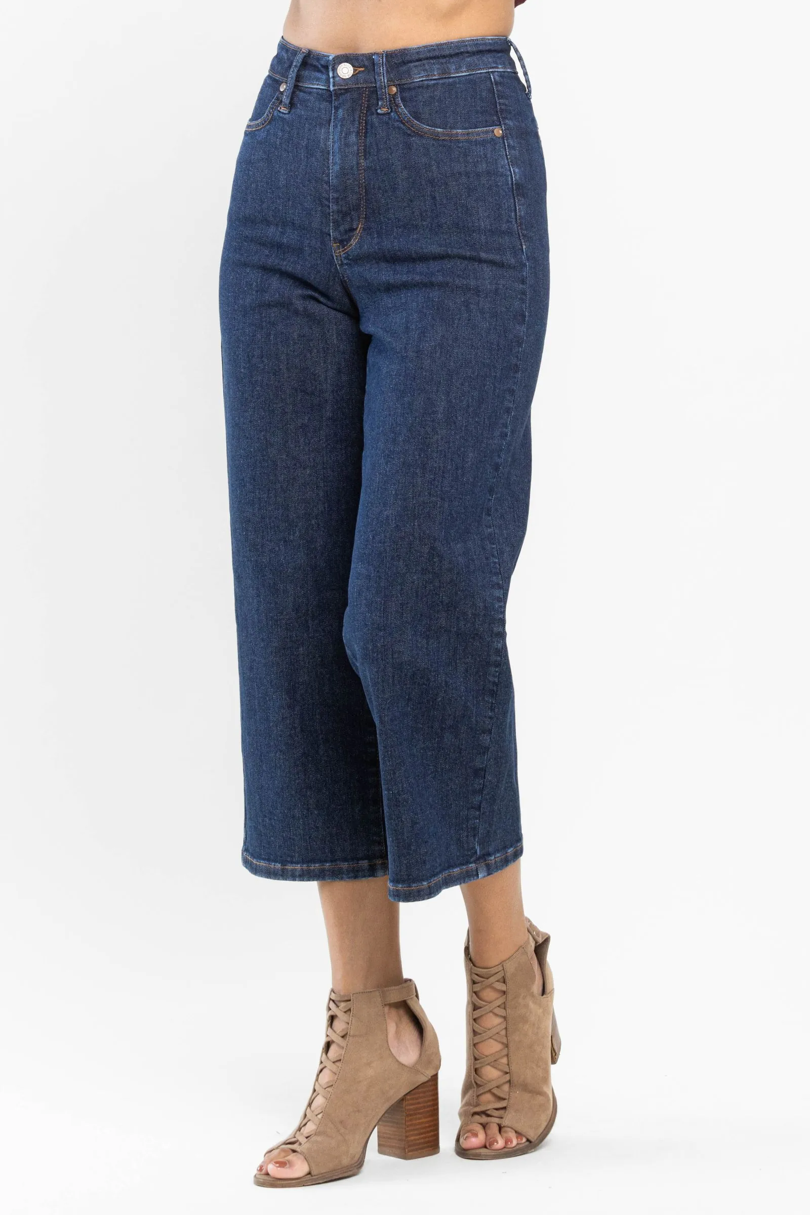 Judy Blue High Waist Tummy Control Tailored Crop Wide
