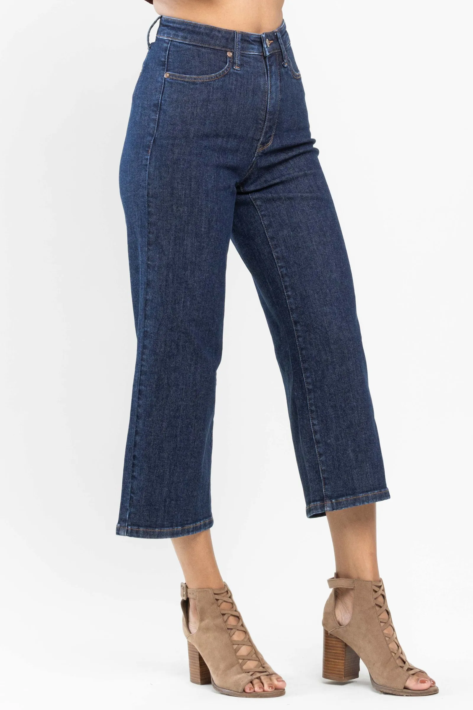 Judy Blue High Waist Tummy Control Tailored Crop Wide