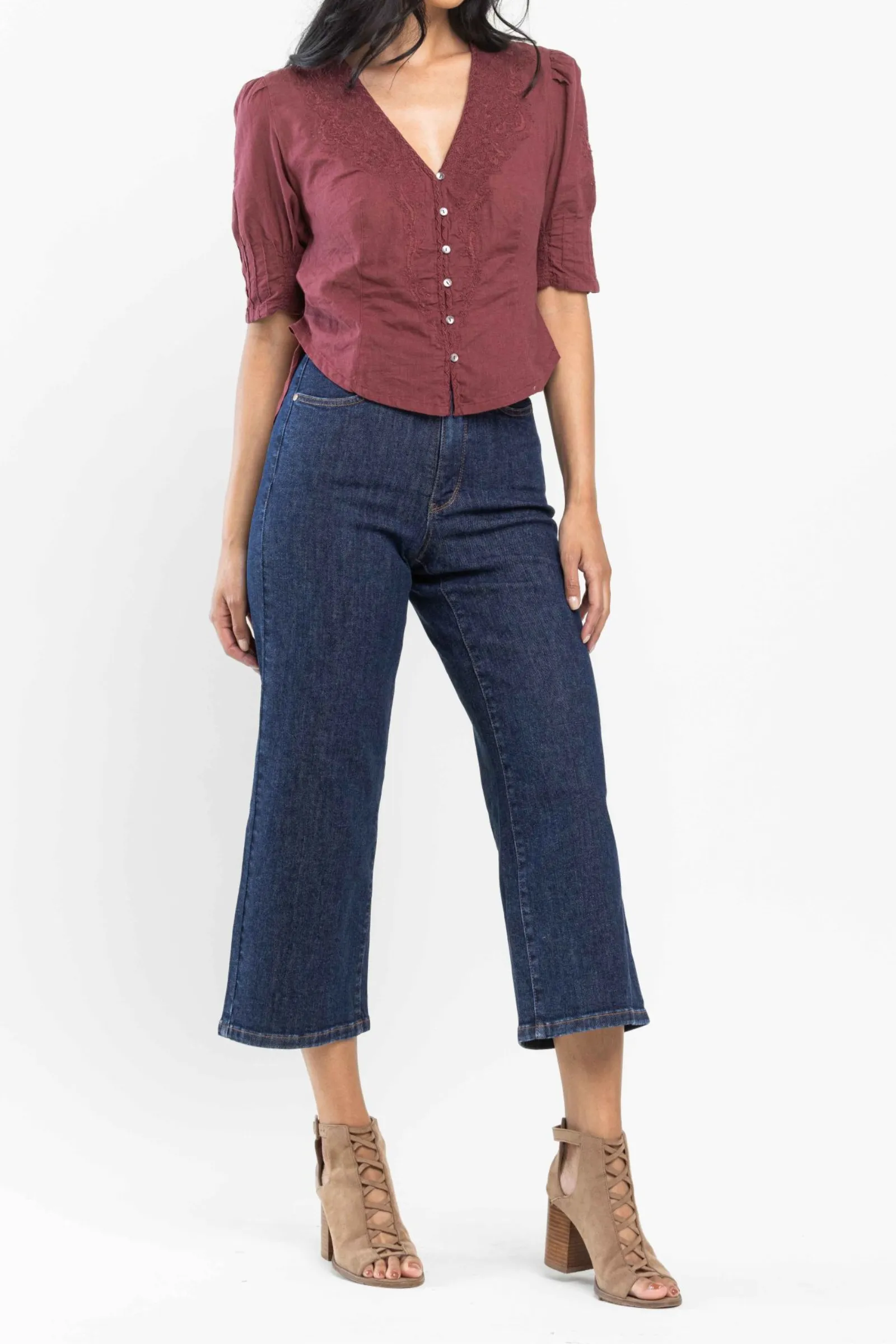 Judy Blue High Waist Tummy Control Tailored Crop Wide