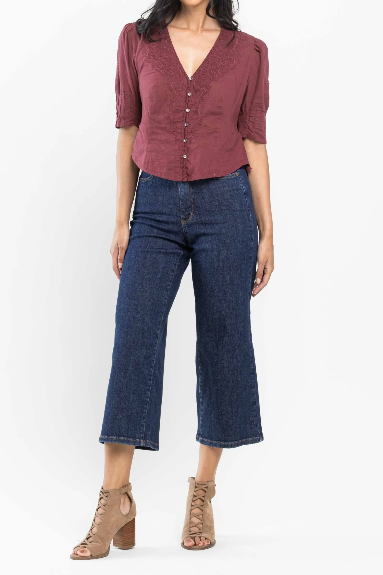 Judy Blue High Waist Tummy Control Tailored Crop Wide