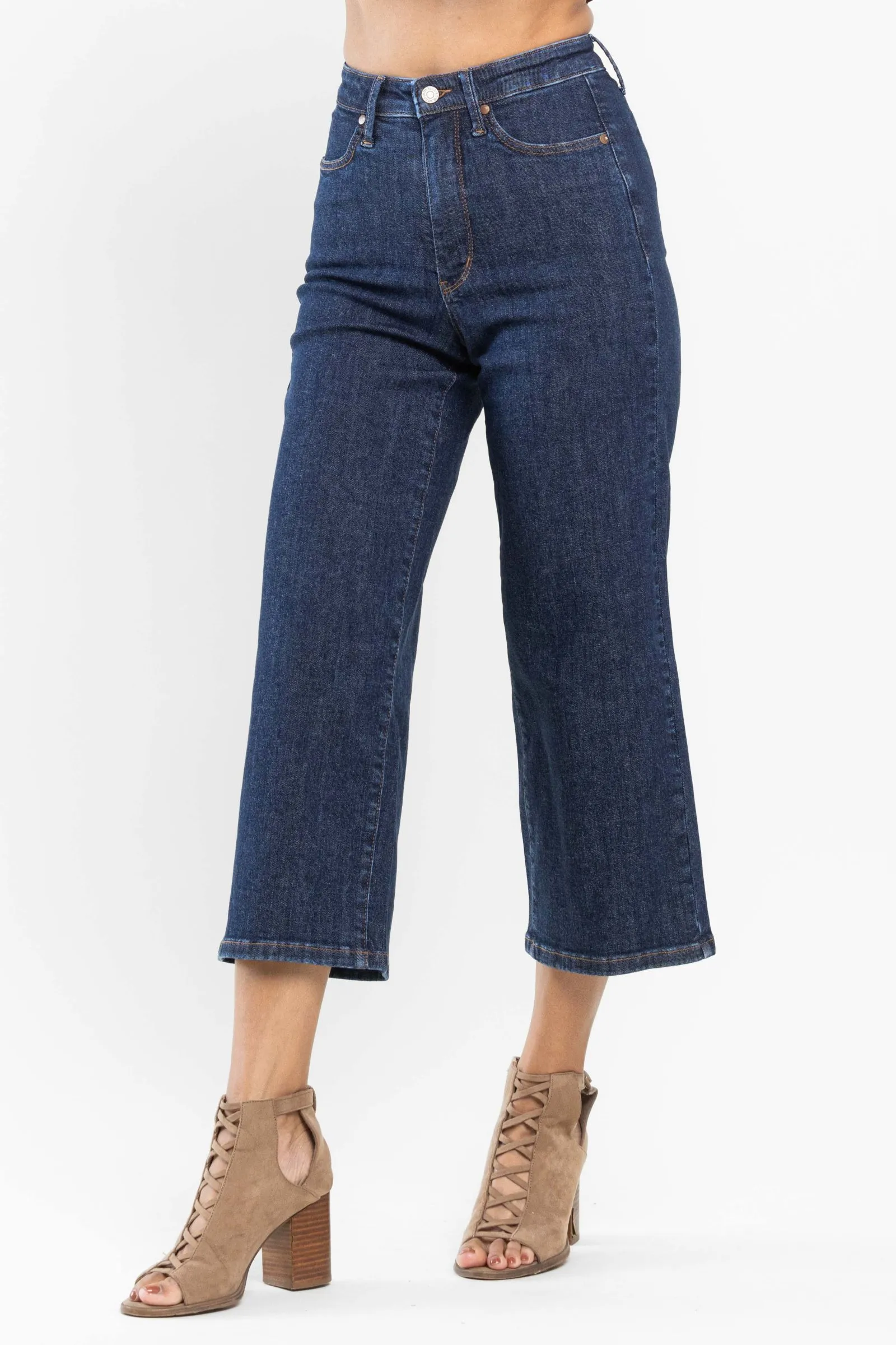 Judy Blue High Waist Tummy Control Tailored Crop Wide