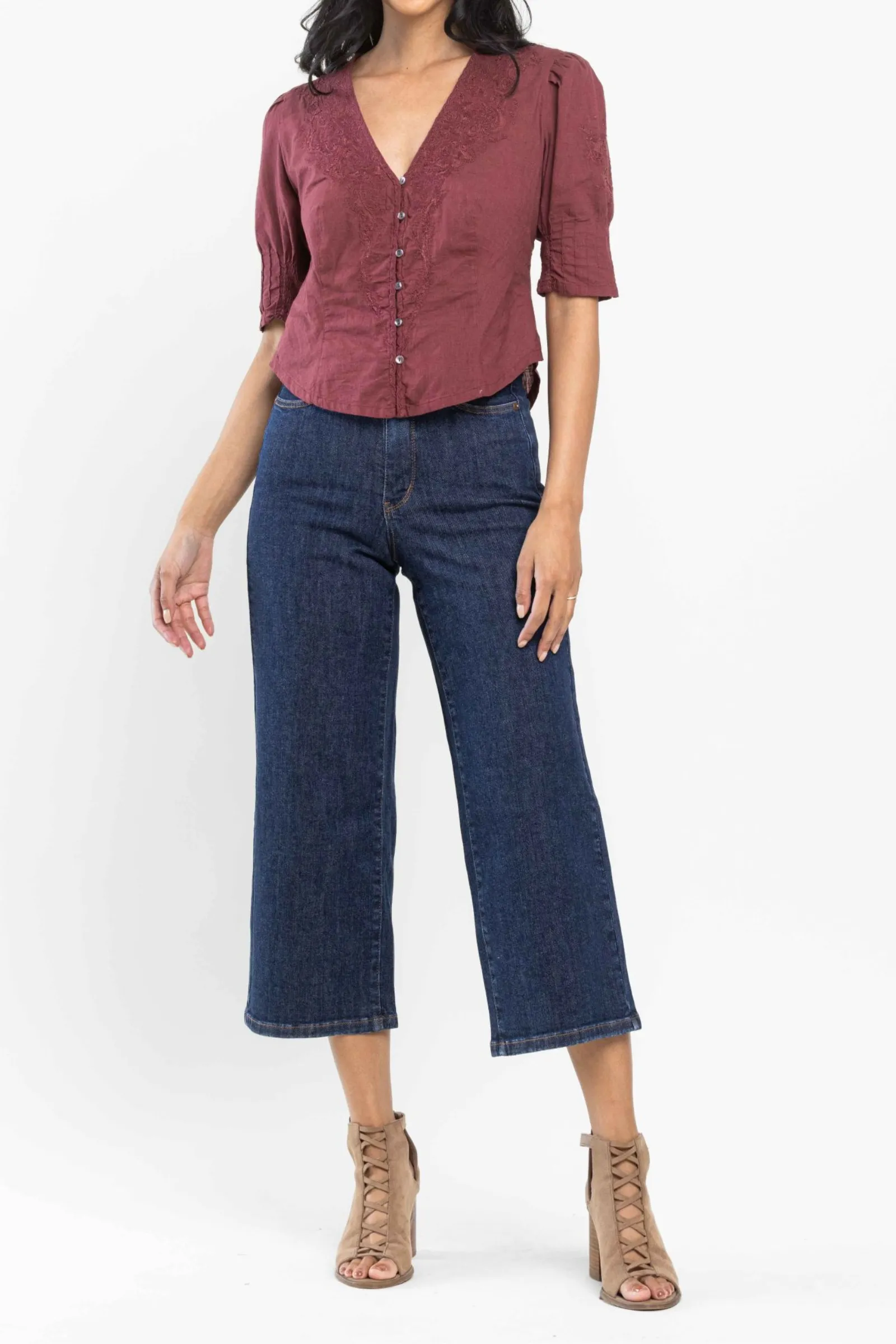 Judy Blue High Waist Tummy Control Tailored Crop Wide