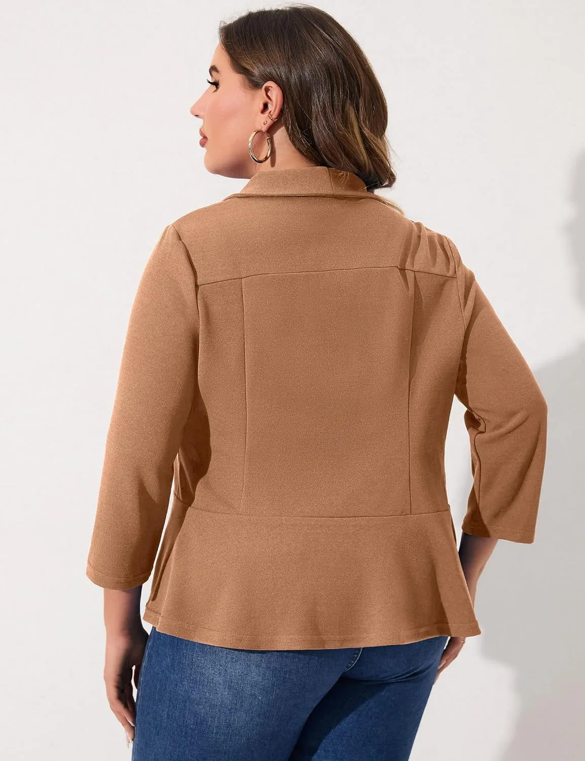 KOJOOIN Women Plus Size Casual Blazer Open Front Long Sleeve Work Office Cardigan Jackets
