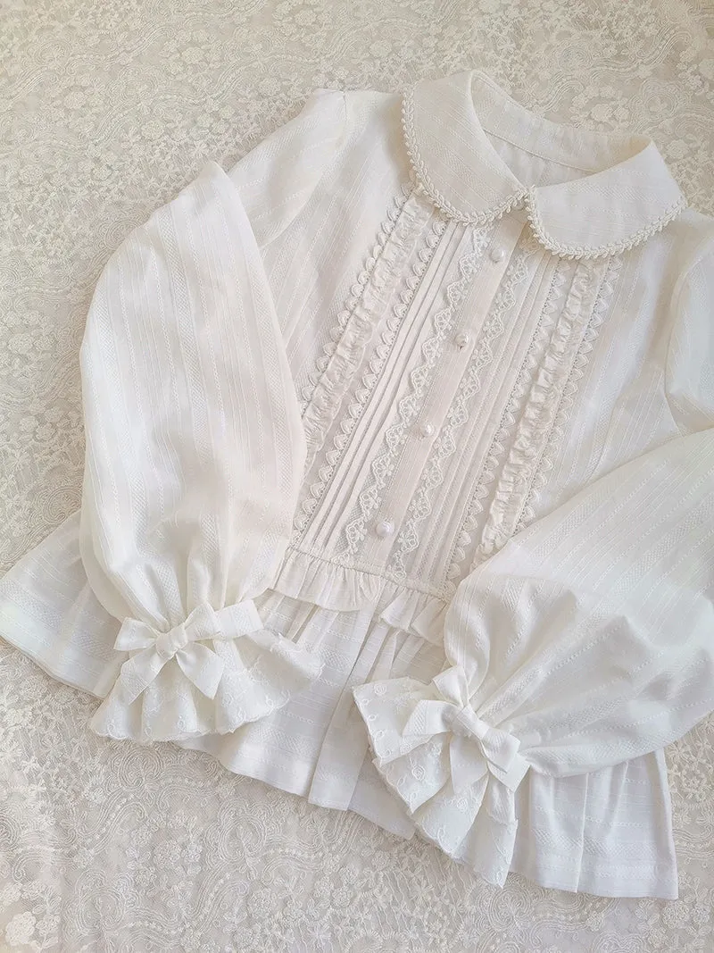 Lace Peter Pan Collar Ruffled Blouse