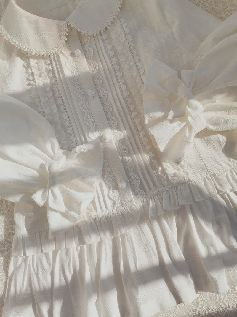 Lace Peter Pan Collar Ruffled Blouse
