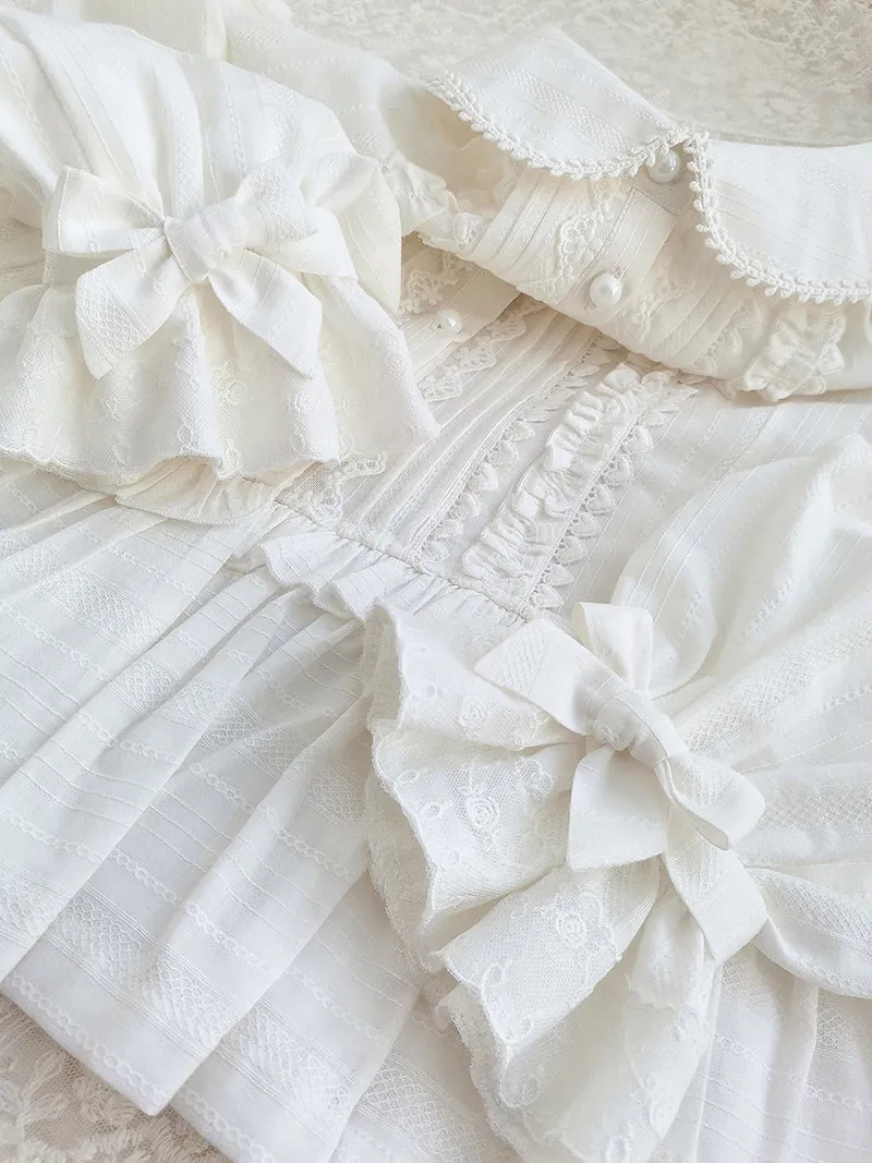Lace Peter Pan Collar Ruffled Blouse