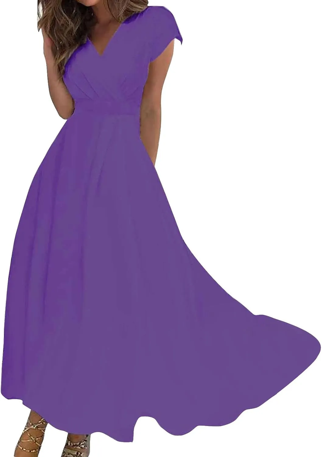 Lavender Dress for Women Elegant High Waist Strapless Stylish Dressers Casual Spring Dresses 2025 Solid Color Plus Size Dress