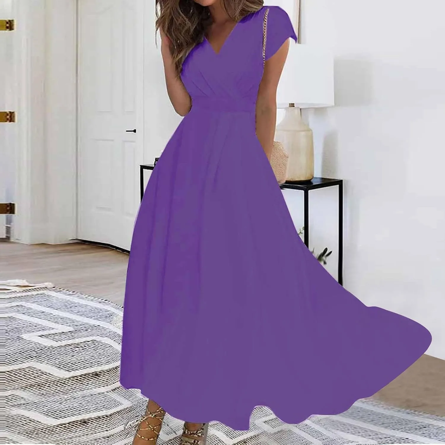 Lavender Dress for Women Elegant High Waist Strapless Stylish Dressers Casual Spring Dresses 2025 Solid Color Plus Size Dress