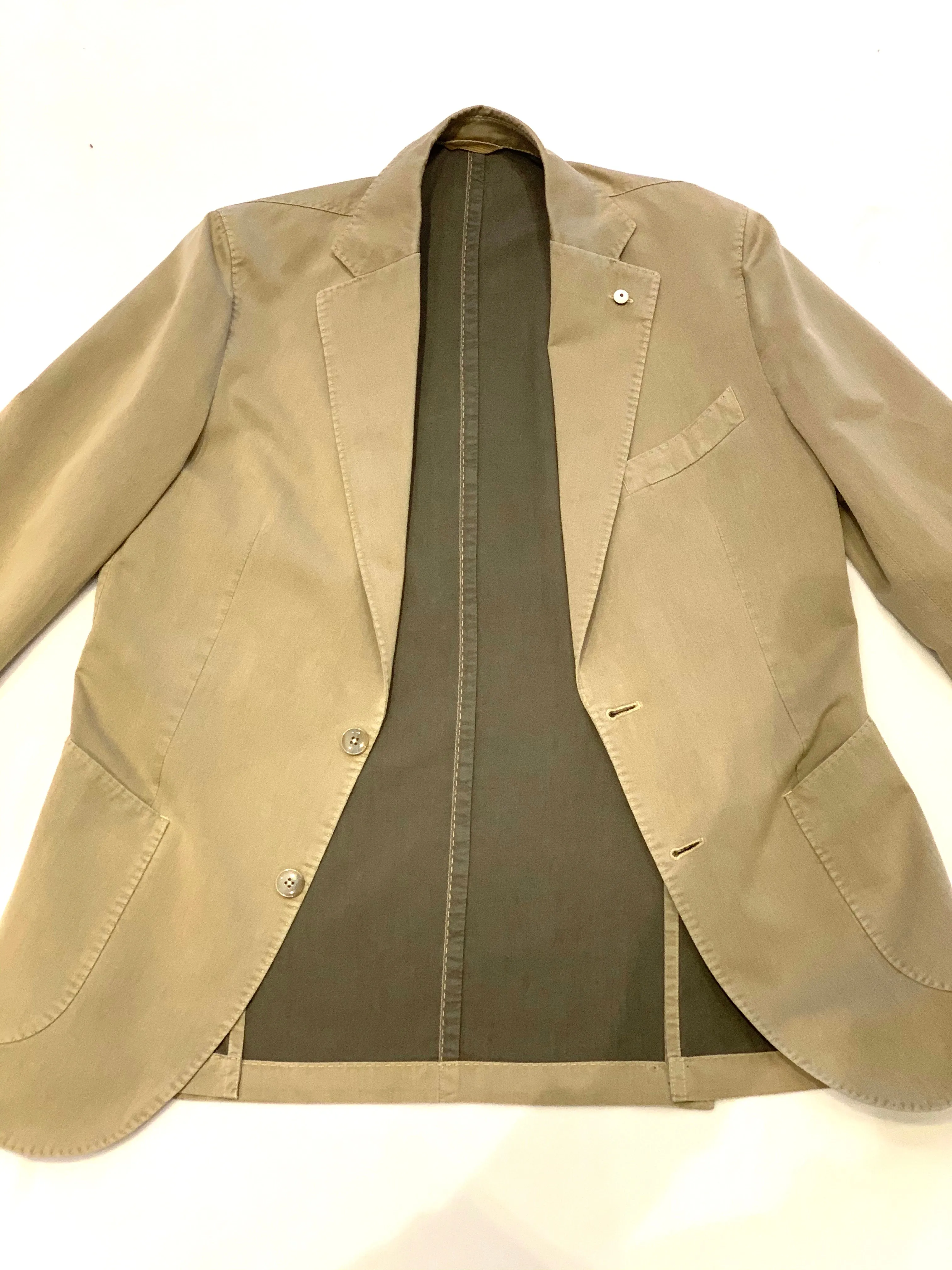 LBM Sport Jacket: Tan Slim Fit,  Cotton Flax with Unlined Body & Soft Shoulder