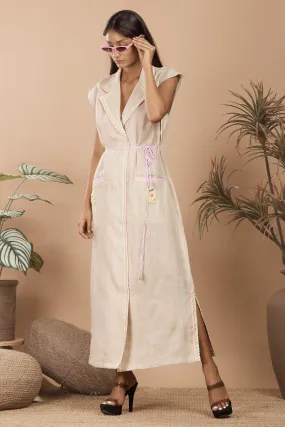 Linen Beige Blazer Style Dress