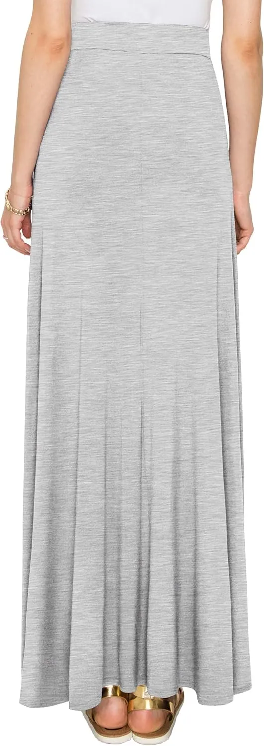 Lock and Love Women's Casual Comfy Stylish High Waist Flare Long Maxi Skirt – Available in Print & Solid Options