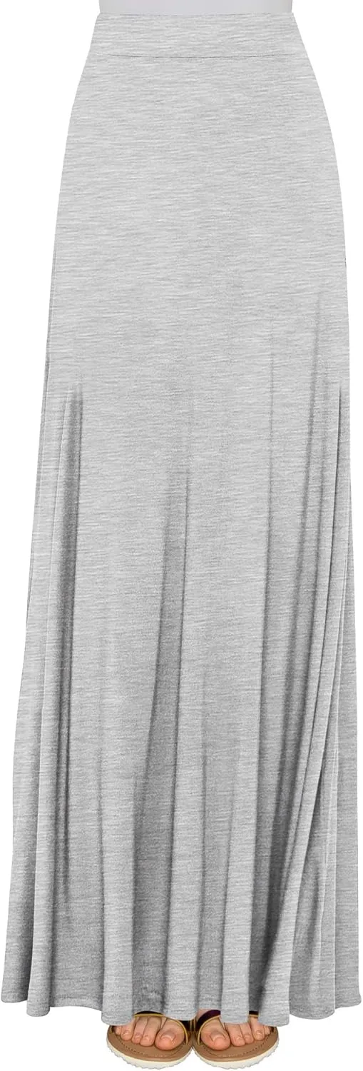 Lock and Love Women's Casual Comfy Stylish High Waist Flare Long Maxi Skirt – Available in Print & Solid Options