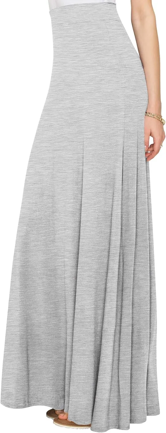 Lock and Love Women's Casual Comfy Stylish High Waist Flare Long Maxi Skirt – Available in Print & Solid Options