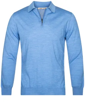 Long Sleeve Polo Zip Light Blue
