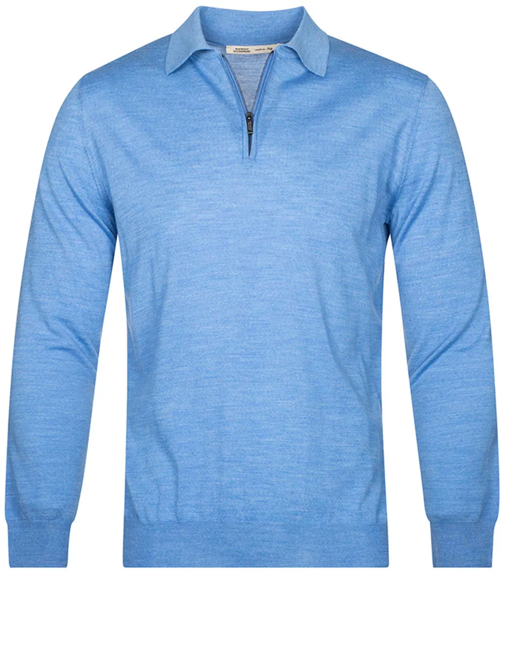 Long Sleeve Polo Zip Light Blue