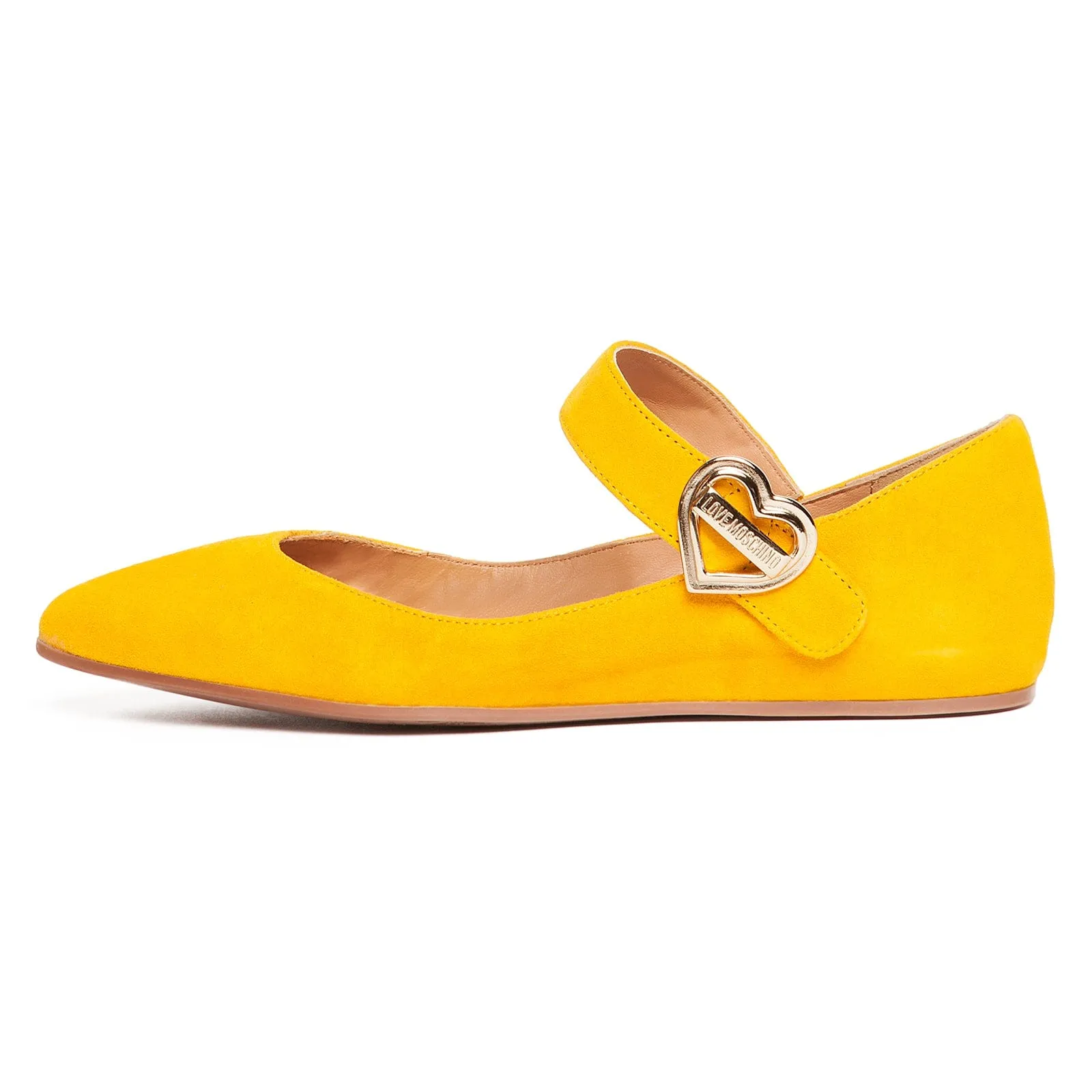Love Moschino Yellow Pointed Toe Mary Jane Flats
