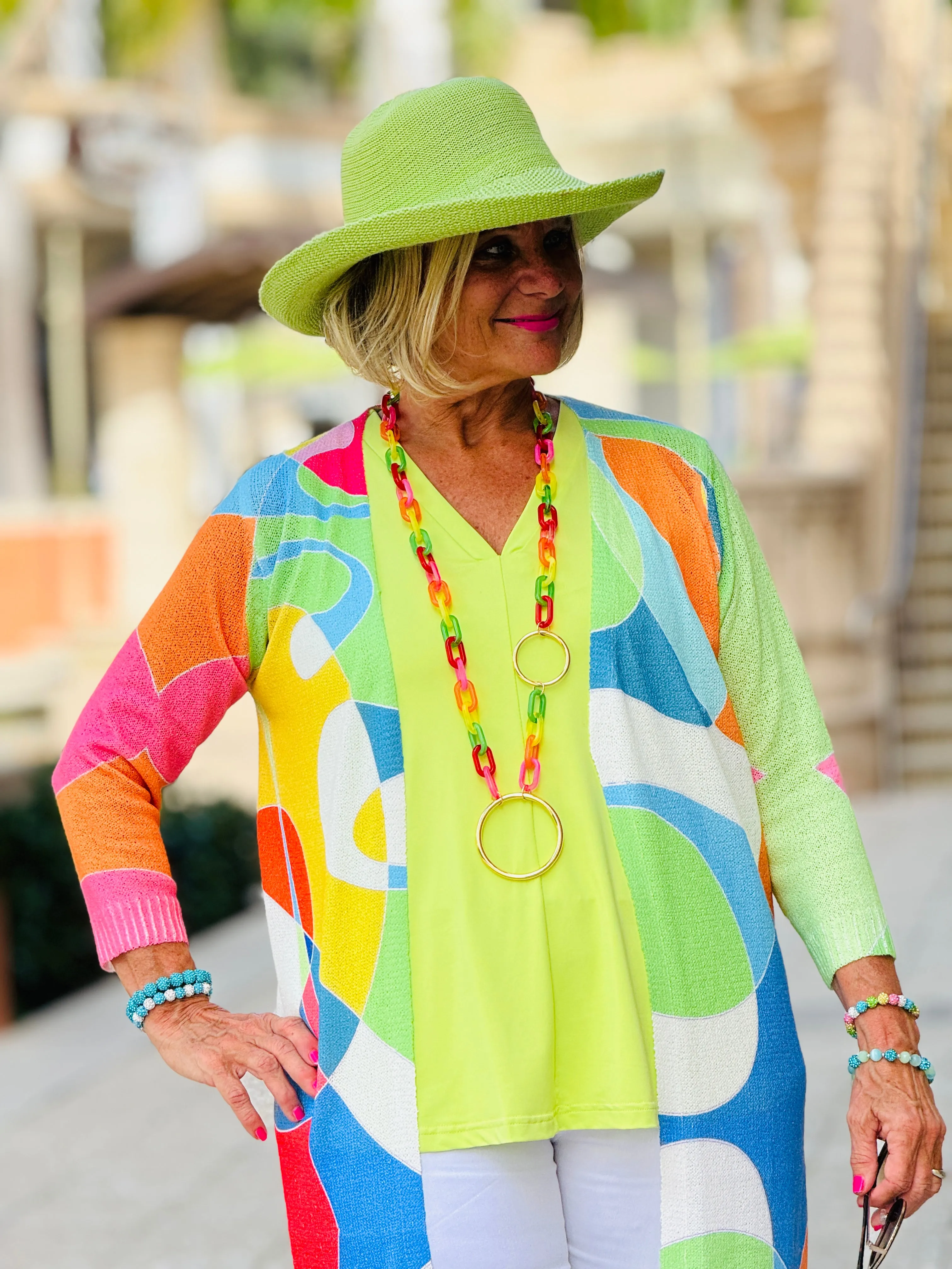 LULU-B LIME TAILORED V TANK