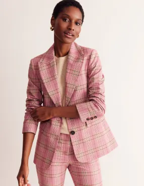Marylebone Cotton Blazer-Pink Check