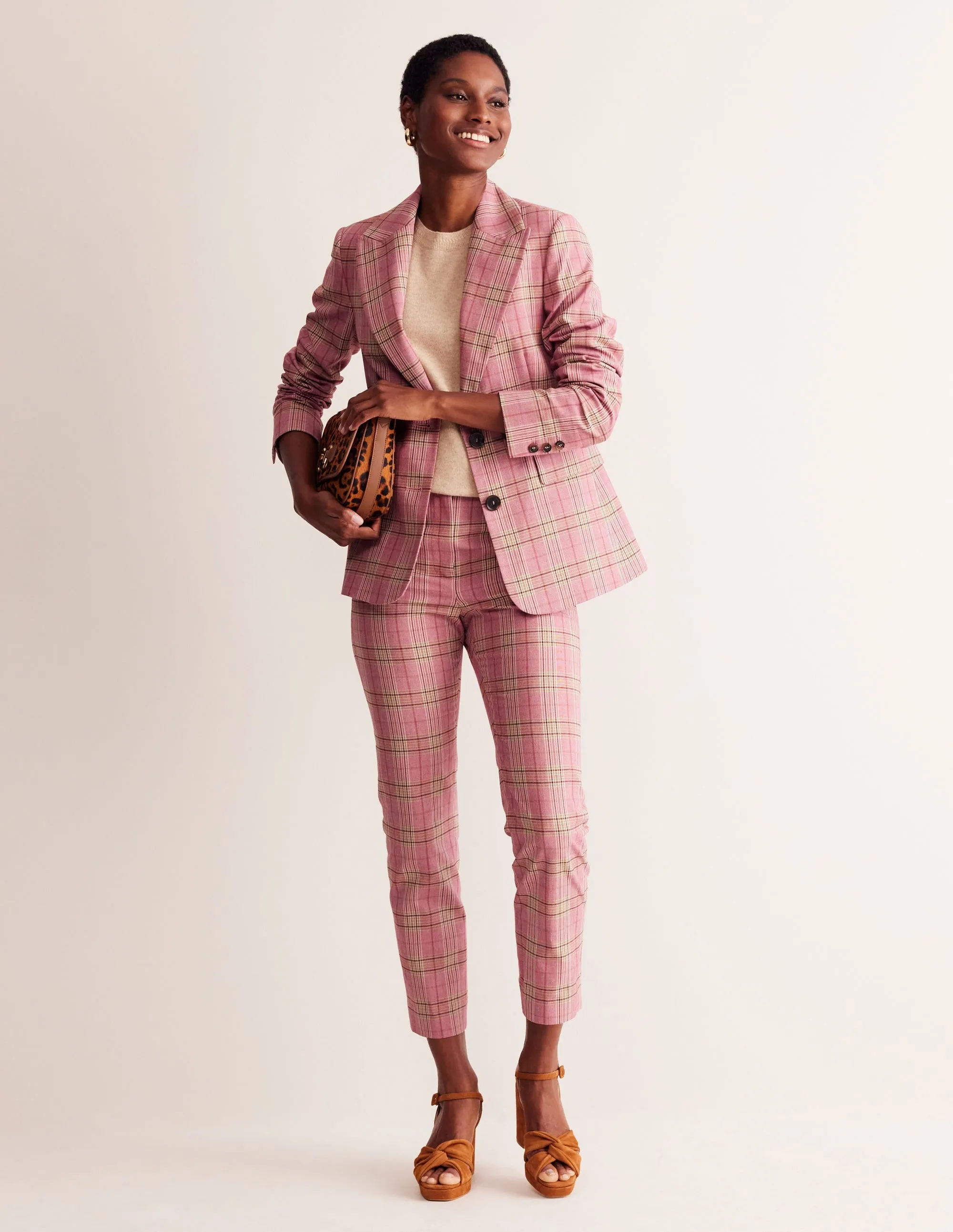 Marylebone Cotton Blazer-Pink Check
