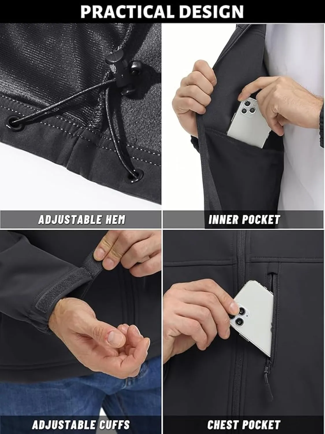 Men’s 100% Polyester Soft Shell Full Zip Jacket