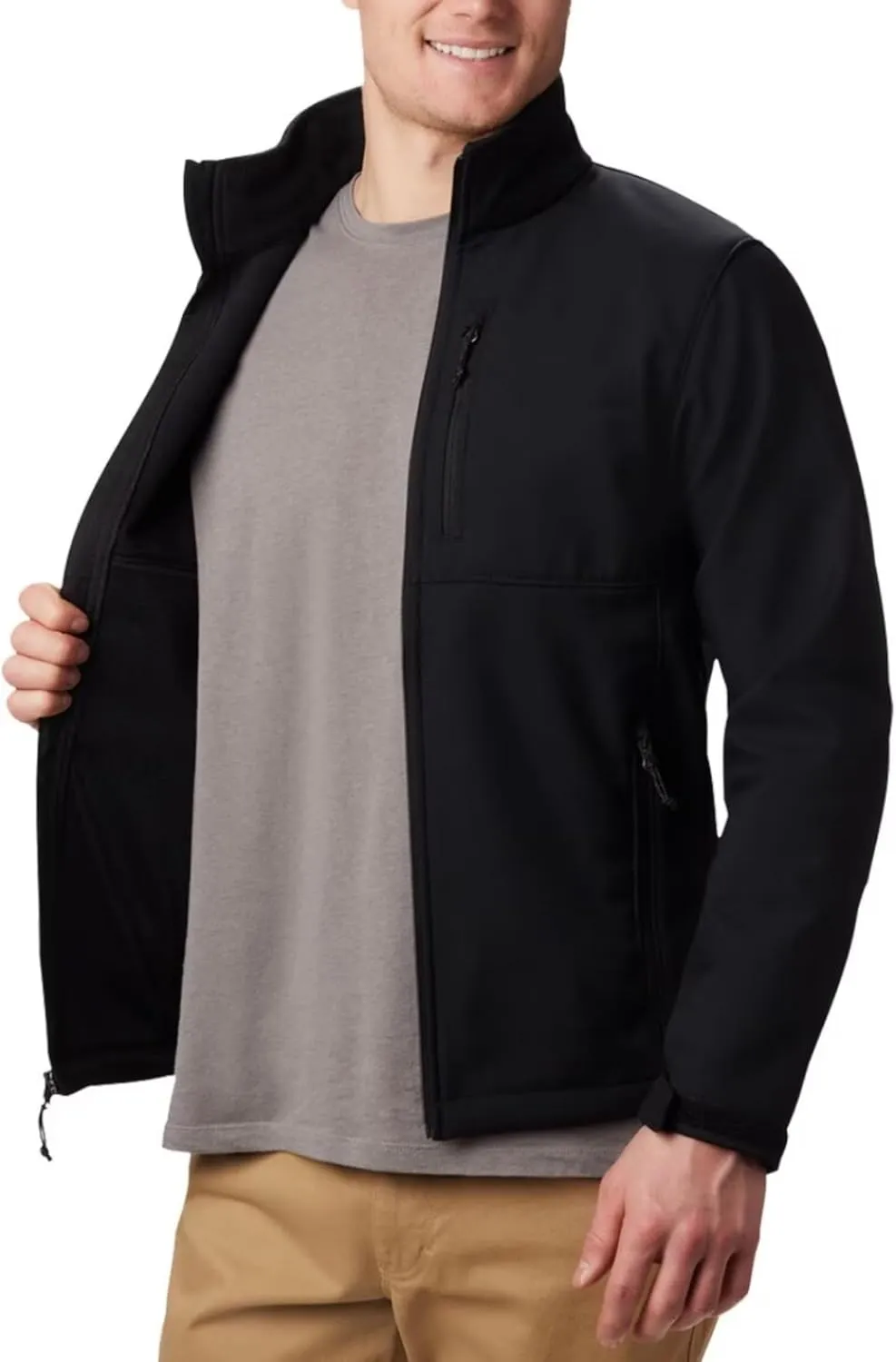 Men’s 100% Polyester Soft Shell Full Zip Jacket