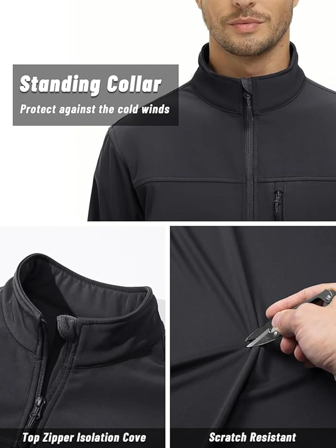 Men’s 100% Polyester Soft Shell Full Zip Jacket